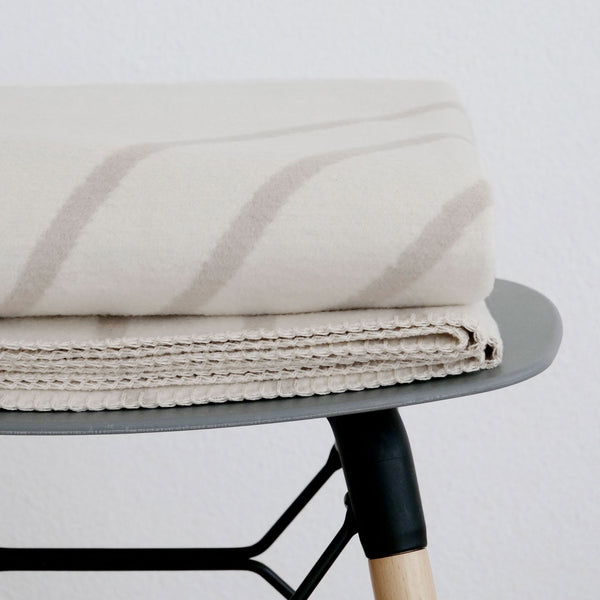 RIEMA Germany Kuscheldecke ANNA mit Regenbogen auf Hocker gefaltet