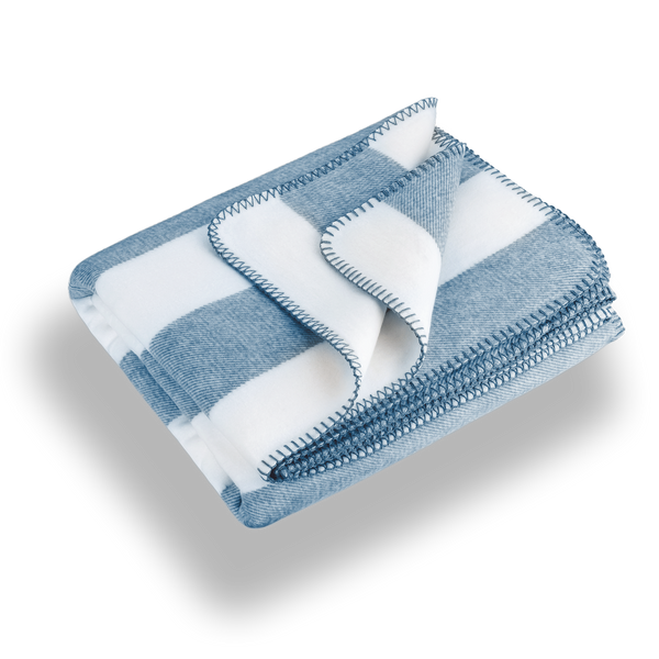 RIEMA Kuscheldecke STINE aus 100% Bio-Baumwolle (kbA) blau weiß