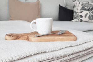 RIEMA Kuscheldecke "Emma" aus 100% Bio-Baumwolle (kbA), sand meliert - RIEMA GERMANY