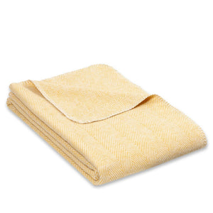 RIEMA Kuscheldecke "Finn" aus 100% Bio-Baumwolle (kbA) mit Fischgrätmuster gelb - RIEMA GERMANY