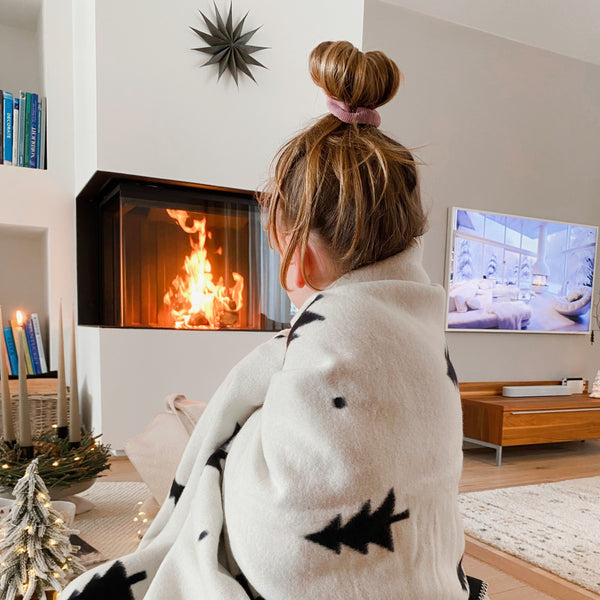 RIEMA Winter-Kuscheldecke SMILLA aus 100% Bio-Baumwolle (kbA) schwarz natur