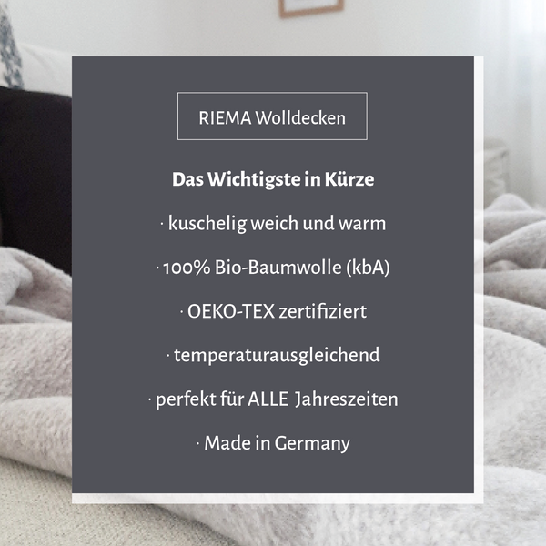 Kuschelige Wolldecke EMMA in der Farbe mocca aus 100% Bio-Baumwolle – RIEMA GERMANY